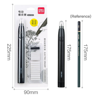 Deli Adjustable Electric Eraser for Sketch Drawing Erasing Writing with Rubber Refills Electric Rubber Pen School Pencil Eraser